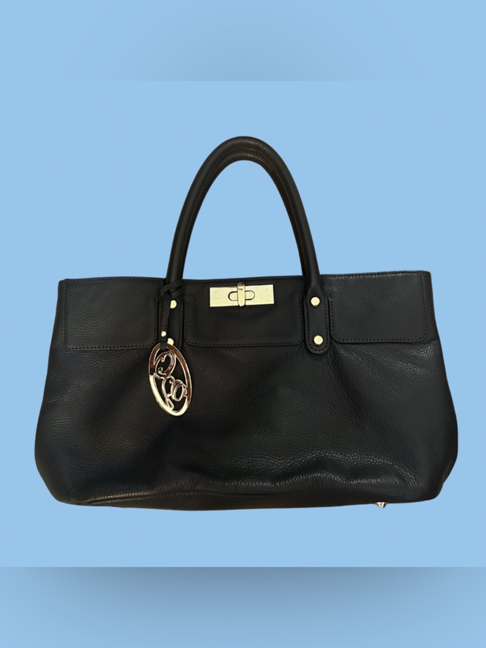 Onna Ehrlich Madison Black Pebbled Leather Tote Bag Gold Hardware NWOT